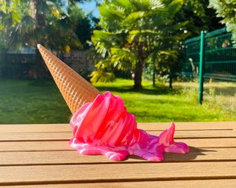 Cone of melted Italian ice cream