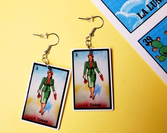 Loteria La Dama Earrings Popculture Style Halloween Cosplay Jewelry