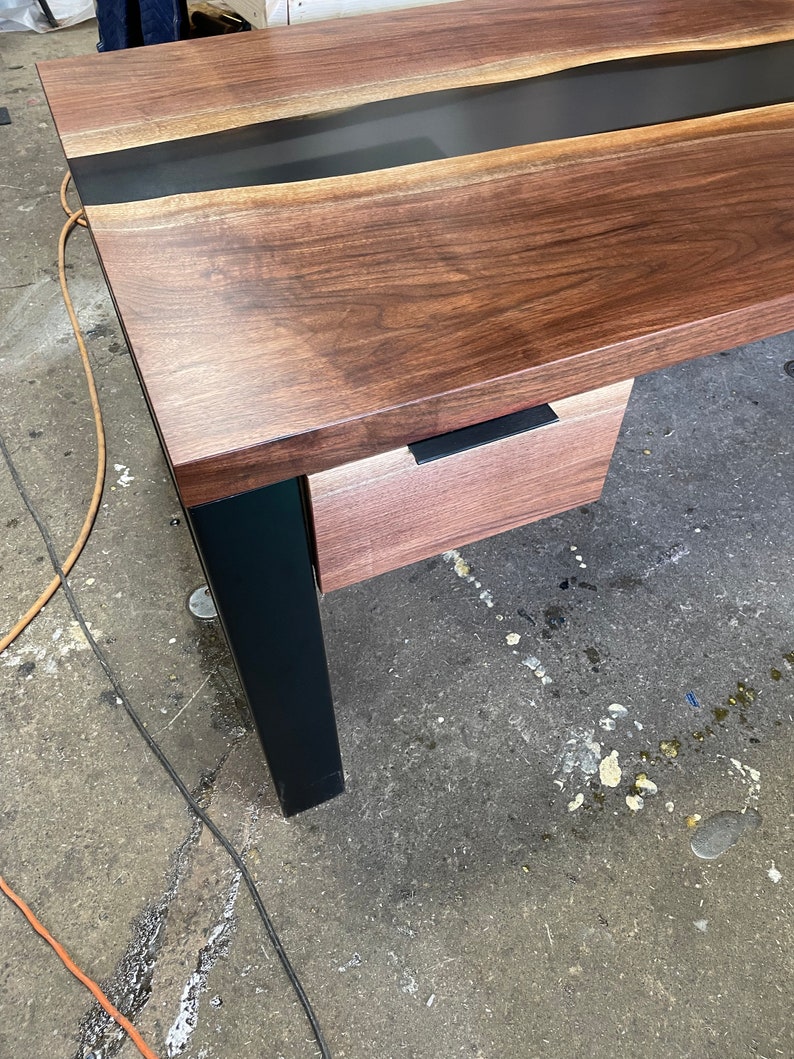 Custom Office Desk Epoxy Resin Office Desk Live Edge Desk Desk Etsy