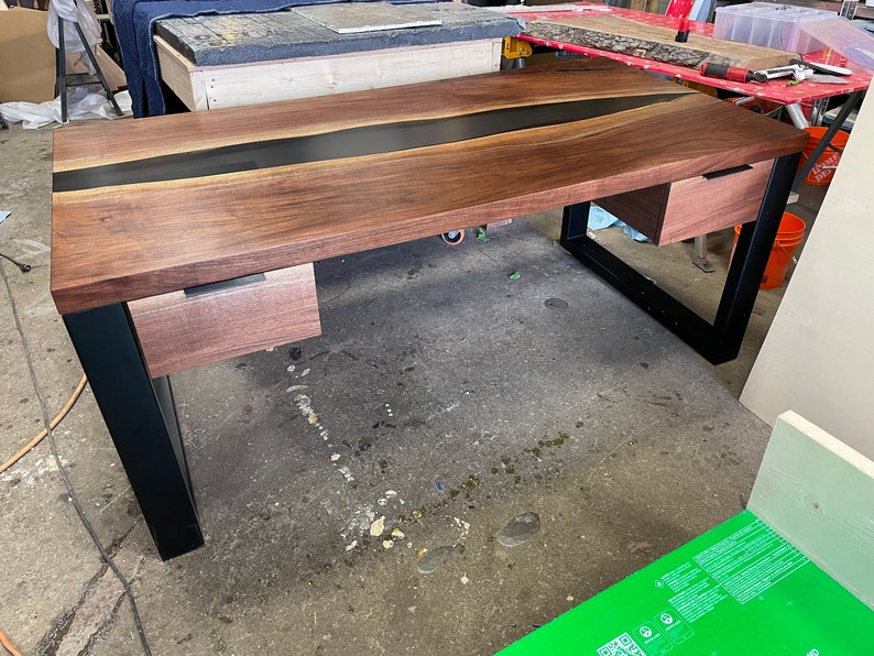 Custom Office Desk Epoxy Resin Office Desk Live Edge Desk Desk Etsy