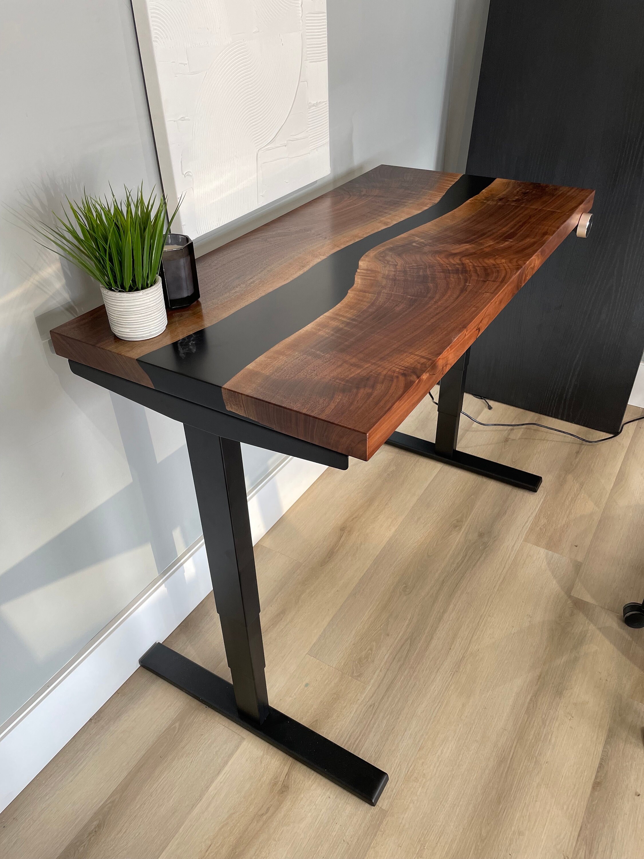 Black Walnut River Desk Epoxy Resin Desk Black Walnut Etsy