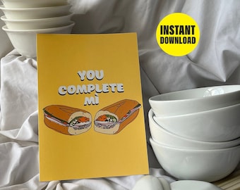 Banh Mi Pun Greeting Card: You Complete Mi (Digital Download)