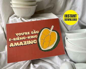 Funny Durian Pun Greeting Card: Vietnamese Humor (Digital Download)
