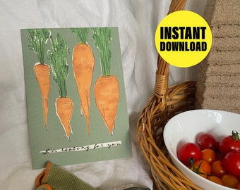 Gardening Pun Greeting Card: Carrot Illustration - Rooting For You (Digital Download)