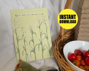 Funny Corn Pun Greeting Card: You are a-maize-ing (Digital Download)