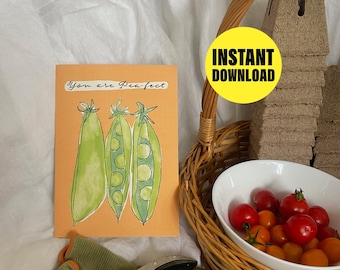 Pea-fect Gardening Pun Greeting Card (Digital Download)