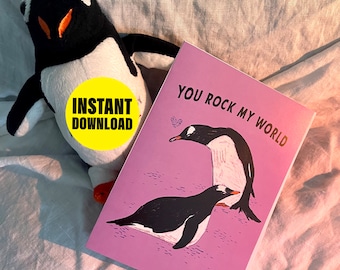 Penguin Pun Greeting Card: You Rock My World (Digital Download)