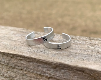 Customisable/ personalised silver initial men and womens ring