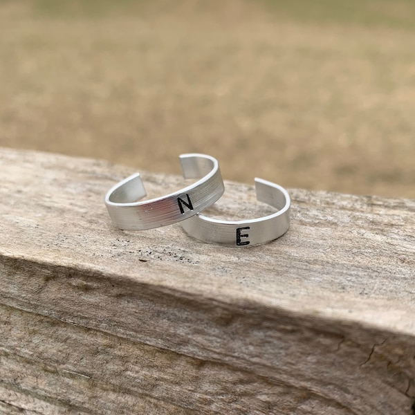 Customisable/ personalised silver initial men and womens ring