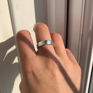 Puede incluir: Un anillo de banda de plata con acabado cepillado.