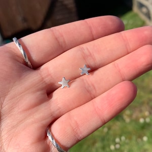 sterling silver star stud earrings, handmade