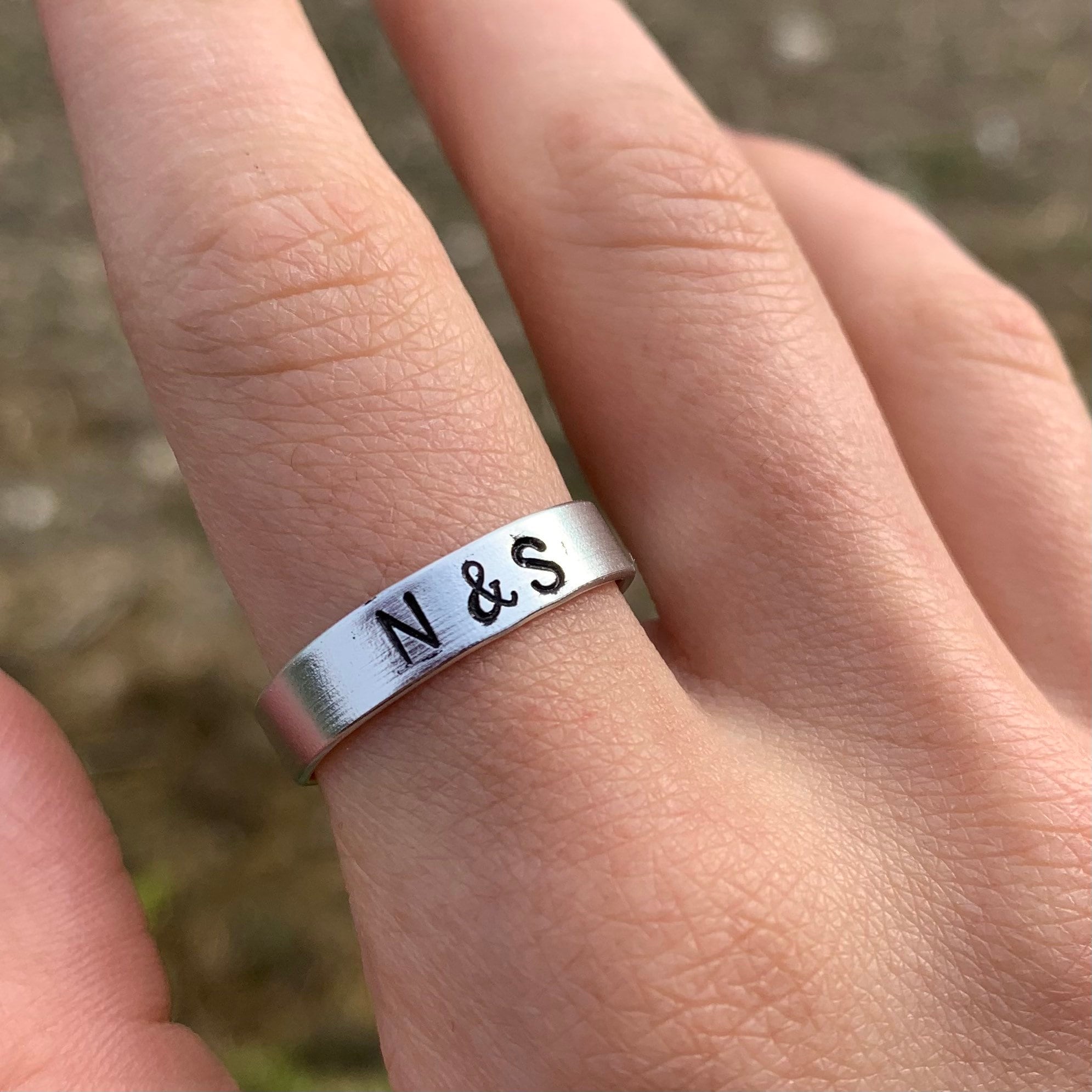 Initial ring Personalised/ custom letters couples rings in Etsy
