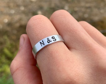 Initial Ring Personalised/ Custom Letters Couples Rings in Thick