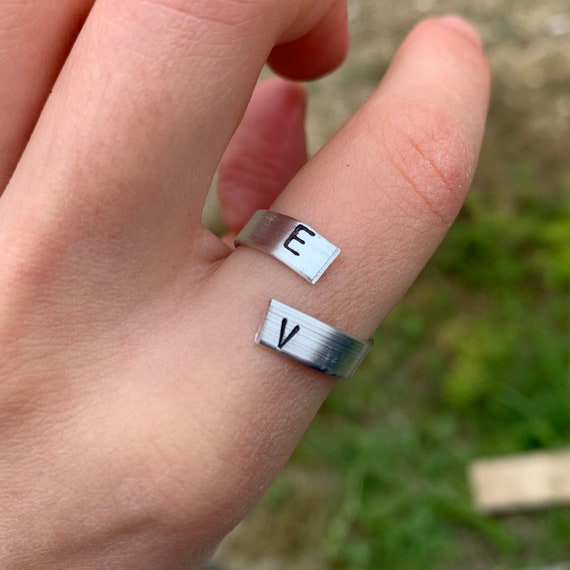 Thick initial ring best sale