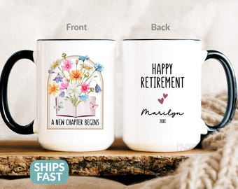 Retirement Mug, Retirement Gifts For Women, A New Chapter Begins Personalized Teacher Retirement Nurse Coworker Party Retired Boss Cup S463