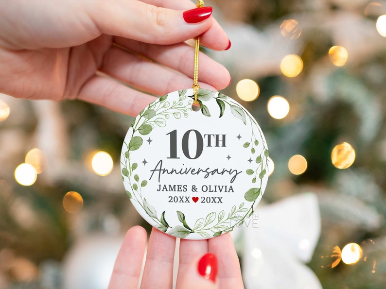 10th Anniversary Ornament, 10 Year Anniversary Gift for Him Wife