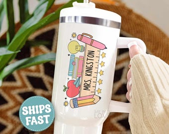 Custom Teacher Tumbler 40 oz, Preschool Teacher Gift Personalized, Elementary Teacher Appreciation Gift, Kindergarten Thank You Cup S289