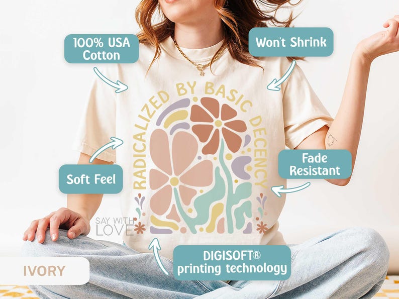 Radicalized By Basic Decency Shirt Comfort Colors®, Feminist Shirt Political Activist Protest Tshirt Liberal T-shirt Social Justice Tee S309 image 2