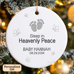 Miscarriage Gift, Sleep In Heavenly Peace Ornament Baby Loss Stillborn Memorial Ornament Personalized Infant Remembrance Angel Sympathy S090