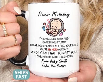 Expecting Mom Mug, Mom To Be Mothers Day Gift From Baby Bump, Personalized Pregnant Mommy Cup, Pregnancy Gift, Baby Shower S389 J65