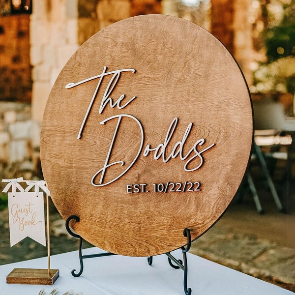 Personalized Wood Wedding Guest Book Sign, Last Name Family Keepsake
