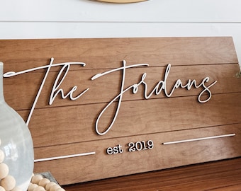 Personalized Wedding Gift for Couple, Custom Last Name Sign with Wedding Date, Marriage Milestone Gift for Bridal or Couples Shower Gift