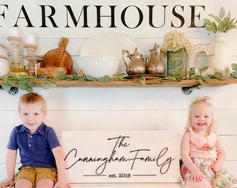 Personalized Modern Farmhouse Family Name Sign, Wedding Gift