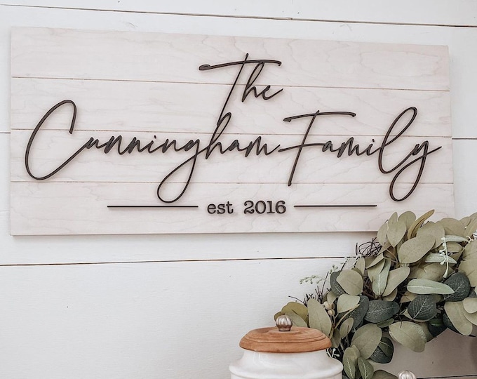 Personalized Modern Farmhouse Family Name Sign, Established Date