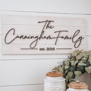 Personalized Modern Farmhouse Family Name Sign, Established Date