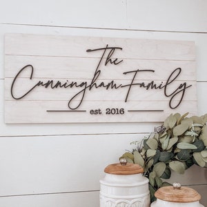 Modern Farmhouse Family Name Sign, Personalized Gift for Newly Engaged Couple with Wedding Date and Last Name, Farmhouse Wall Decor Foyer