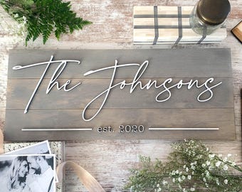 Personalized Last Name Wood Sign, Established Date, Wedding Gift