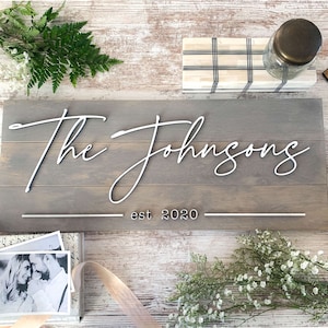 Family Last Name Sign for Personalized Wedding Gift in Pallet Sign Style, Farmhouse Decor Established Sign, Custom Wood Sign Engagement Gift