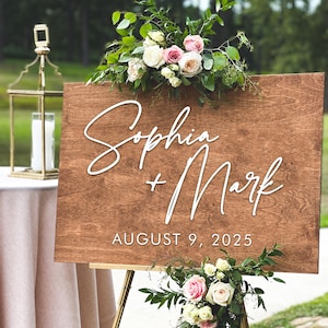 Wedding Welcome Sign Custom 3D, Wedding Decorations, Minimalist Ceremony Sign, Personalized Wedding Sign First Names, Sign for Wedding Entry