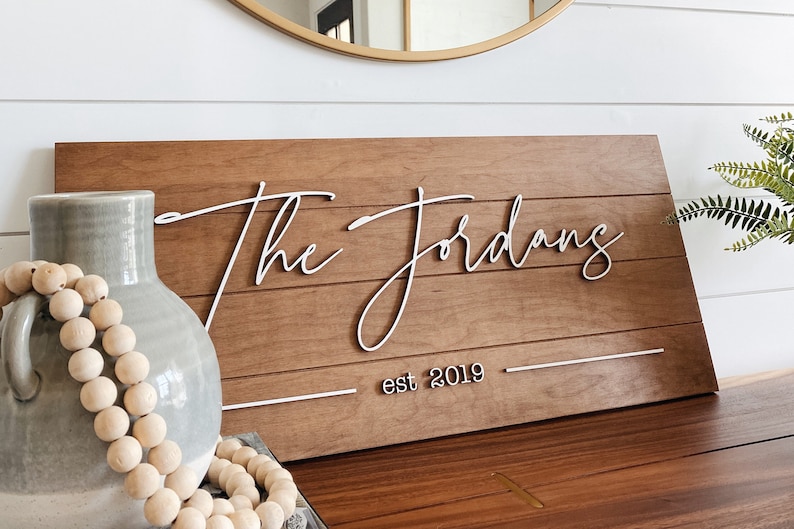 Custom wood last name sign with wedding year by Heritage Sign Co. Makes for a perfect wedding, engagement, birthday and Christmas gift