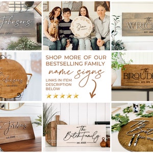 Modern Farmhouse Family Name Sign, Personalized Gift for Newly Engaged Couple with Wedding Date and Last Name, Farmhouse Wall Decor Foyer image 10