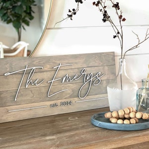 Custom Wood Name Sign for Entryway, Living Room, Bedroom or Kitchen Decor, Rustic Last Name Sign Gift for Couple, Farmhouse Family Name Sign