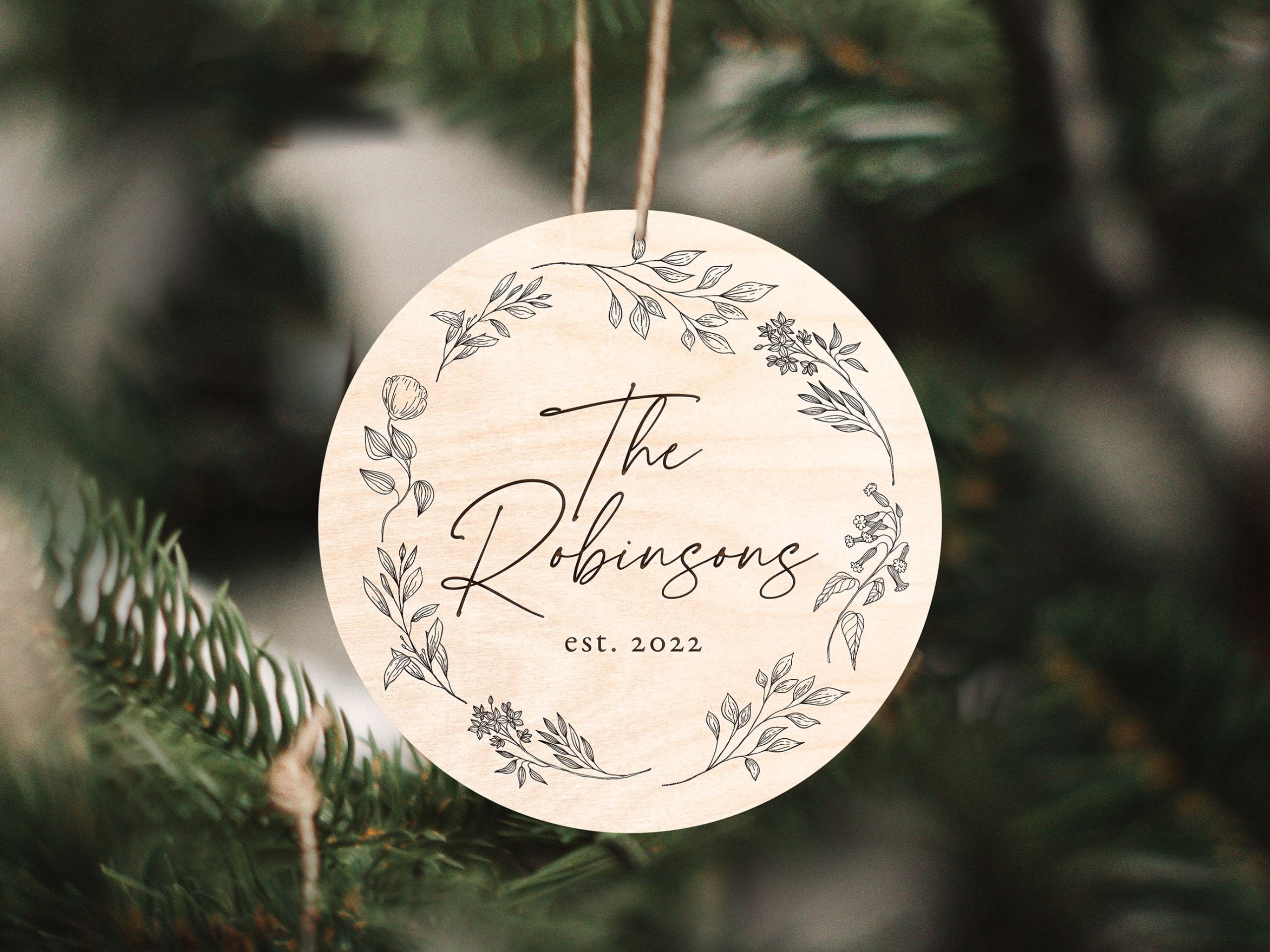 Engagement Ornament for Engaged Couples Gift | Personalized Christmas Keepsake Wedding Ornament | Family Last Name Couples Ornament Gift