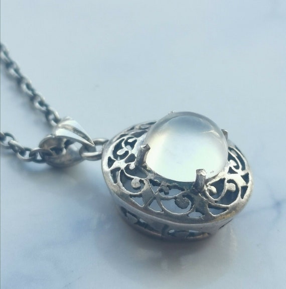 Antique Edwardian Silver And Moonstone Necklace 19