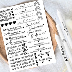 Erzieherin mit Herz DIN A4 - Kerzensticker - Wasserschiebefolie - Kerzentattoos - Abschied Danke Kita Kitazeit Kindergarten Kitakind