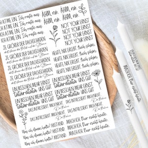 Ich atme ein - Kerzentattoos DIN A4 - Kerzensticker - Wasserschiebefolie - Kerzen  - Ich raste aus - Not your Ernst - Gib Alles - Einfach Nö