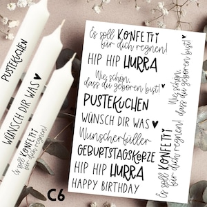 Birthday for short candles - candle tattoos C6- candle stickers - water slide film - party confetti puff cake birthday candle party