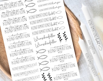 For confirmation - candle tattoos various motifs DIN A4 - candle stickers - water slide film - candles - confirmation candle