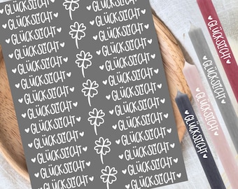 Glückslicht weiß Kerzentattoos DIN A4 - Kerzensticker - Wasserschiebefolie - Kerzen - verschiedene Motive - Glück Kleeblatt Freude Geschenk