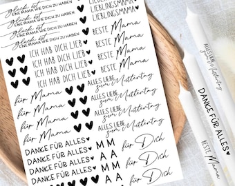 Mother's Day Mom Candle Tattoos various motifs DIN A4 - Candle stickers - Water slide film - Decorate candles - Favorite mom - Mother