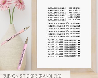 Rubons Schulkind für Stifte (64)- Rub On Sticker randlos - Einschulung Schultüte Schulranzen Erstklässler Du bist 1. Klasse Schultag