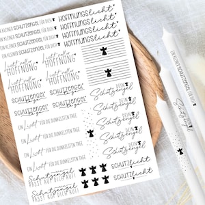 Schutzengel - Kerzentattoos DIN A4 Kerzensticker - Kraft - Kerze - Erinnerung - Gedenklicht - Trauer - Liebe - Hoffnung - Engel - Banderole