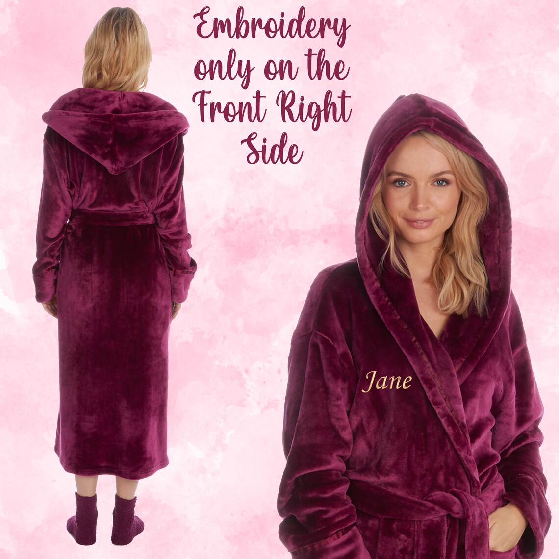Womens Personalised Dressing Gown Ladies Robe Embroidered Name Etsy