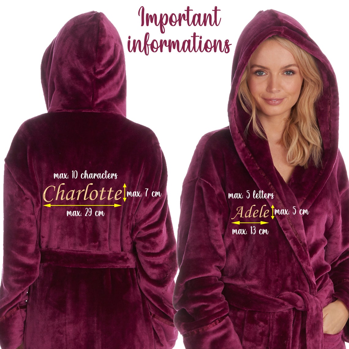 Womens Personalised Dressing Gown Ladies Robe Embroidered Name Etsy