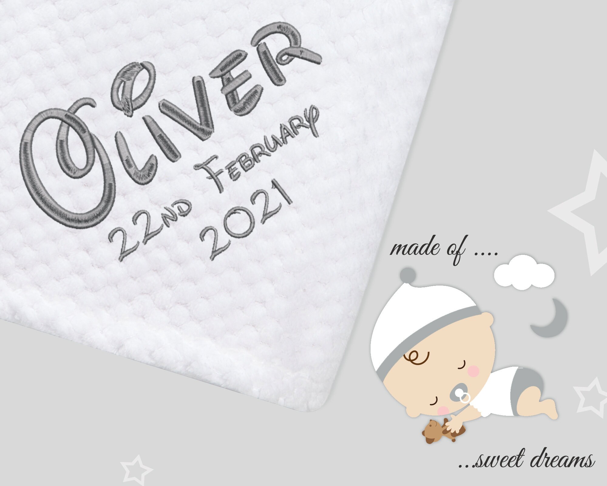 Personalised Baby Blanket Cute Lovely Font Embroidered Name Etsy.de