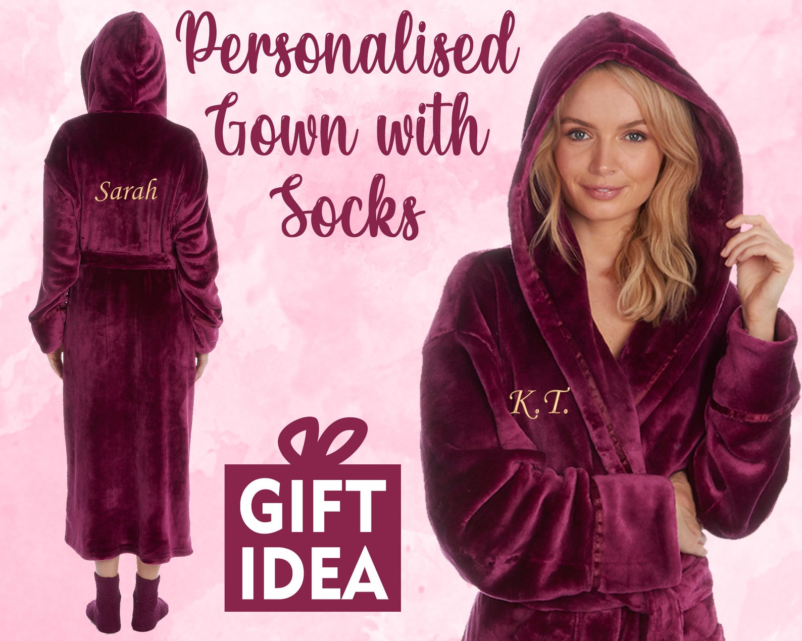 Womens Personalised Dressing Gown Ladies Robe Embroidered Name Etsy
